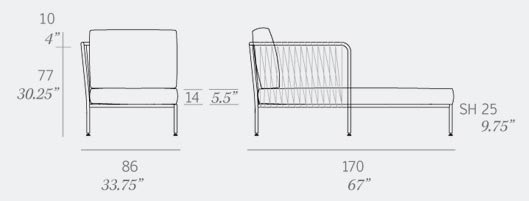 Nido Left Corner Chaise Dimensions